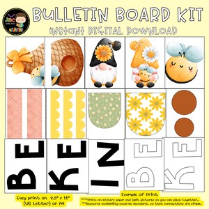Bee Kind Spring Bulletin Board Kit | Gnome Bee Theme Classroom Decor ...