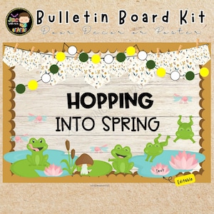 Frog Bulletin Board Kit,Hoppy Spring,Froggy- Fuly Rely on God Christian,Editable