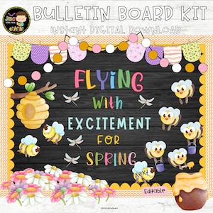 Spring Bulletin Board Kit | Easter Classroom Door Decor | Printable | Editable