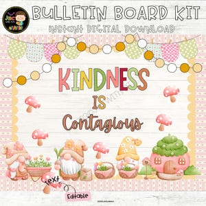 Spring Bulletin Boards Kit, March April Easter Classroom Door Decor Editable