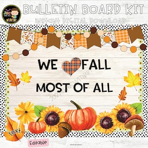 Herbst-Sonnenblumen Bulletin Board Kit Herbst Klassenzimmer Dekor bearbeitbar