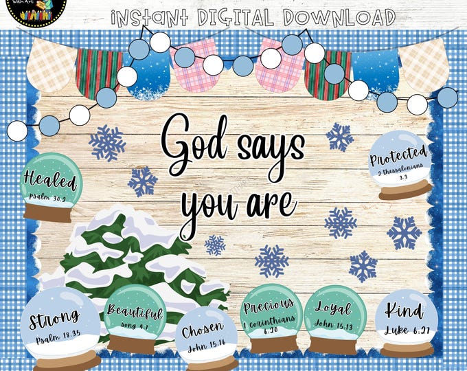 Merry Bright Christmas Bulletin Board Kit December Door Decoration ...