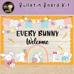 Easter Bulletin Board Kit,Every Bunny Welcome,Spring Door Decor,Editable