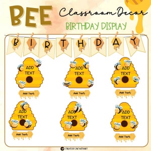 Kit de tableau d'affichage d'anniversaire Carte d'anniversaire sur le thème des ABEILLES | Modifiable