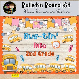 Welcome Back to School Bulletin Board Bustin into School,Door Decor,Editable