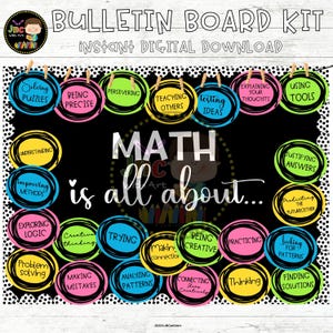 Back  to School Math Bulletin Board Kit Easy DIY Print Cut Pieces Editable Math is all about