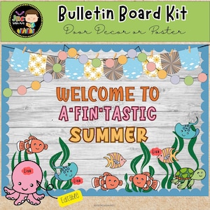 A&#39;Fin&#39;Tastic Summer Bulletin Board Kit: Editable Door Decoration (PPT, PDF)