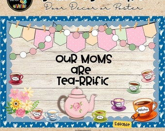 Kit de quadro de avisos para o Dia das Mães | Decoração para porta de sala de aula | Igreja | Editável