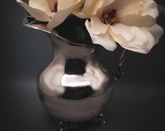Vintage Poole Silver Plated Water Pitcher w Baroque Handle & Feet