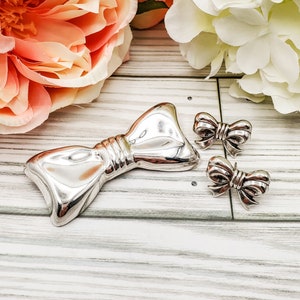 Los Ballesteros Sterling Bow Tie Brooch Pendant w bonus Earrings Mexico