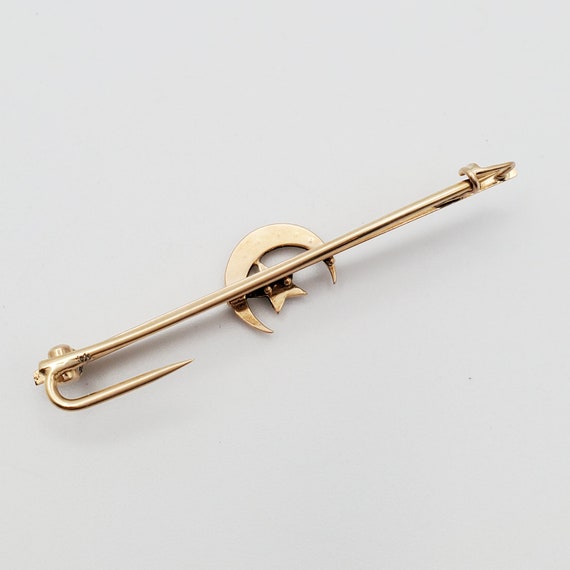 Antique Victorian 10k Gold Bar Pin Brooch w Seed … - image 5