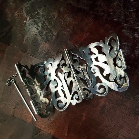 Epic Pierced Statement Cuff Bracelet Solid Silver… - image 8