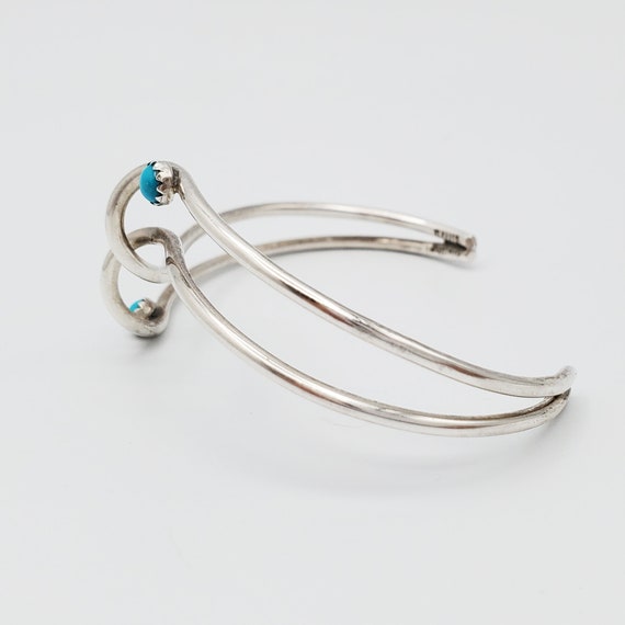 Vintage 6 5/8” Sterling Wire Cuff Bracelet Sky Bl… - image 6