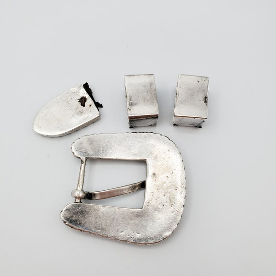 1990s Vintage Handmade Solid Silver Western Buckl… - image 6