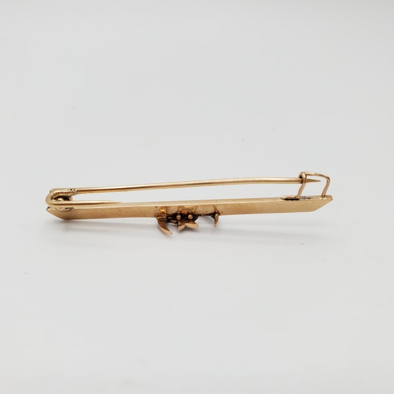 Antique Victorian 10k Gold Bar Pin Brooch w Seed … - image 7