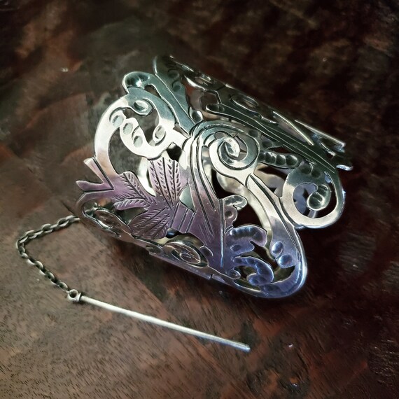 Epic Pierced Statement Cuff Bracelet Solid Silver… - image 7