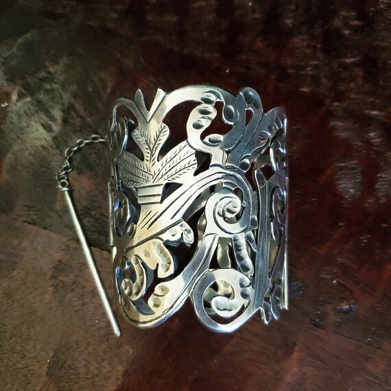 Epic Pierced Statement Cuff Bracelet Solid Silver… - image 6
