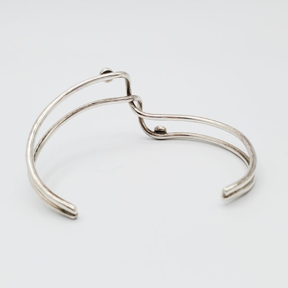 Vintage 6 5/8” Sterling Wire Cuff Bracelet Sky Bl… - image 7