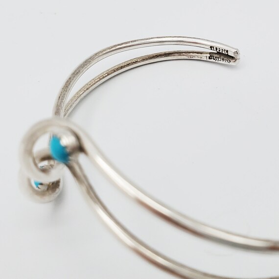 Vintage 6 5/8” Sterling Wire Cuff Bracelet Sky Bl… - image 5