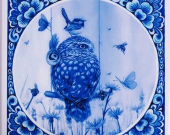 Delft Blue Art Tile "Sweet Taste of Freedom"