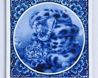 Delft Blue Art Tile "A world of kindness"