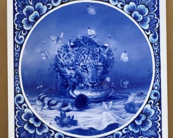 Delft Blue Art Tile "Thirst"