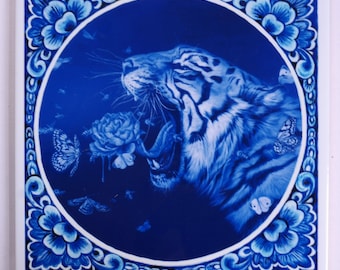 Delft Blue Art Tile "Feast"