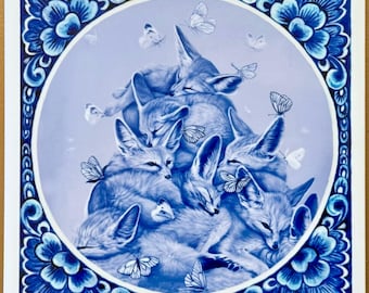 Delft Blue Art Tile "Community"
