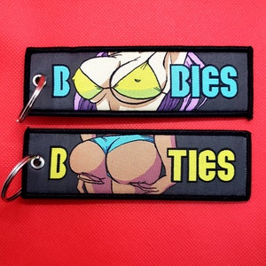 Woven Jet Tag Keyring - Anime Waifu Boobies and Booties