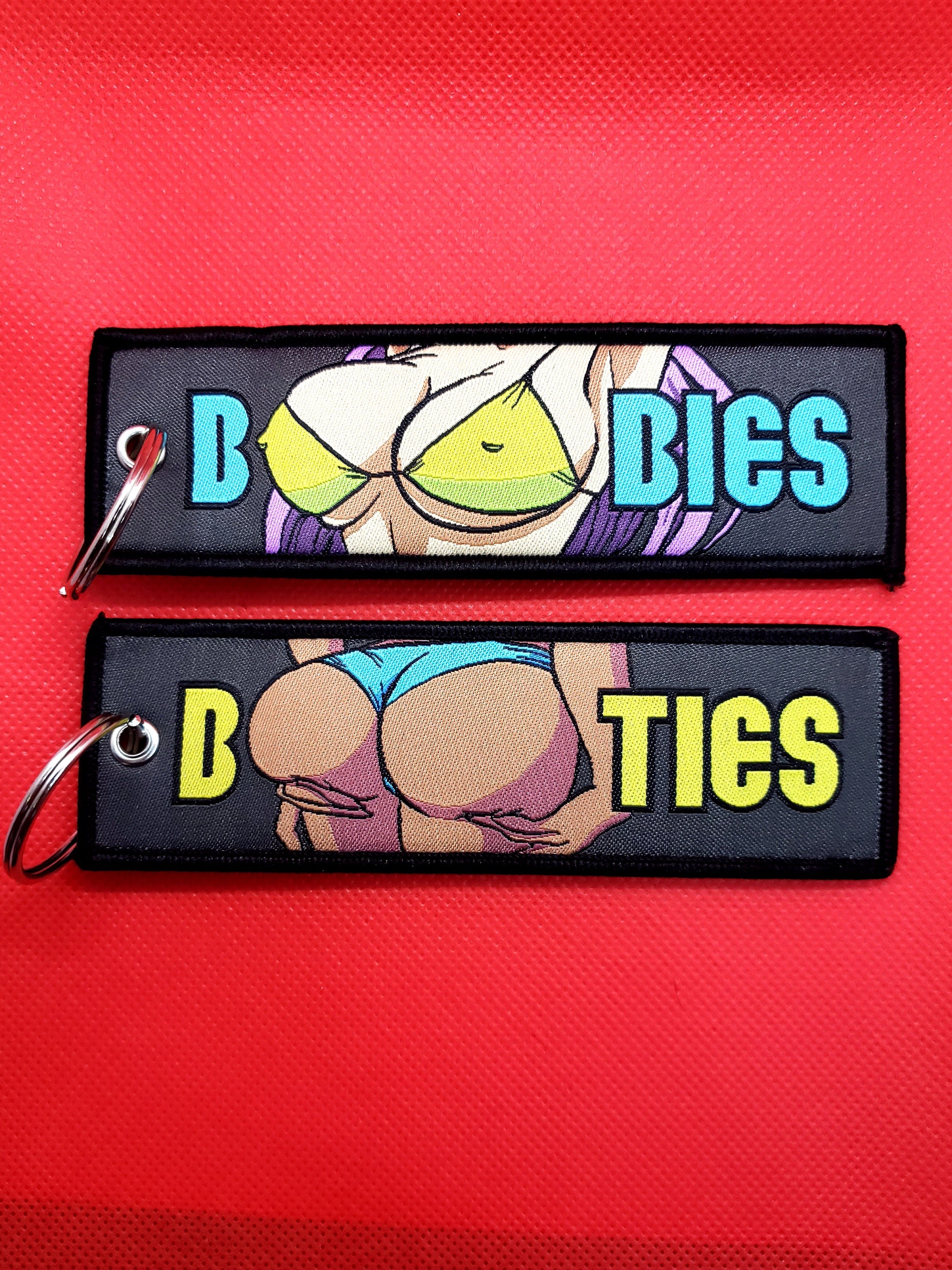 Anime Waifu Boobies and Booties Woven Jet Tag Keychain