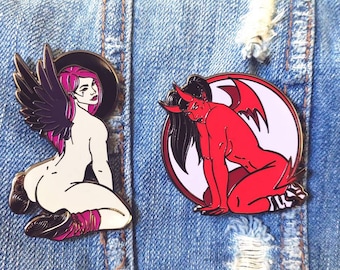 NEW Colorway Sexy Devil and Angel Girls Hard Enamel Pin and Bundle