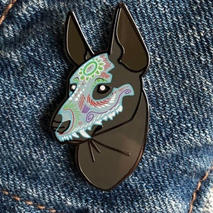 Dia de Los Muertos Rainbow Painted Xolo Dog Pin