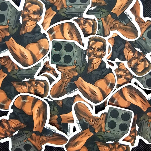 Commando Arnold Schwarzenegger waterproof matte sticker