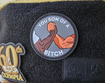 Iconic "You Son of a B" handshake PVC Hook and Loop patch