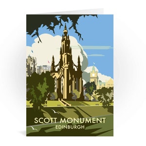 Scott Monument, Biglietto d'auguri, Edimburgo, Dave Thompson Illustrazione