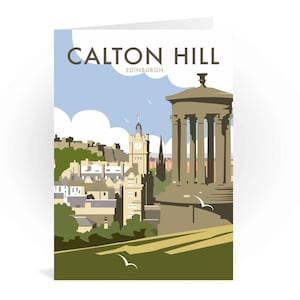 Calton Hill, Edimburgo, Biglietto d'auguri, Travel Art, Dave Thompson Illustrazione