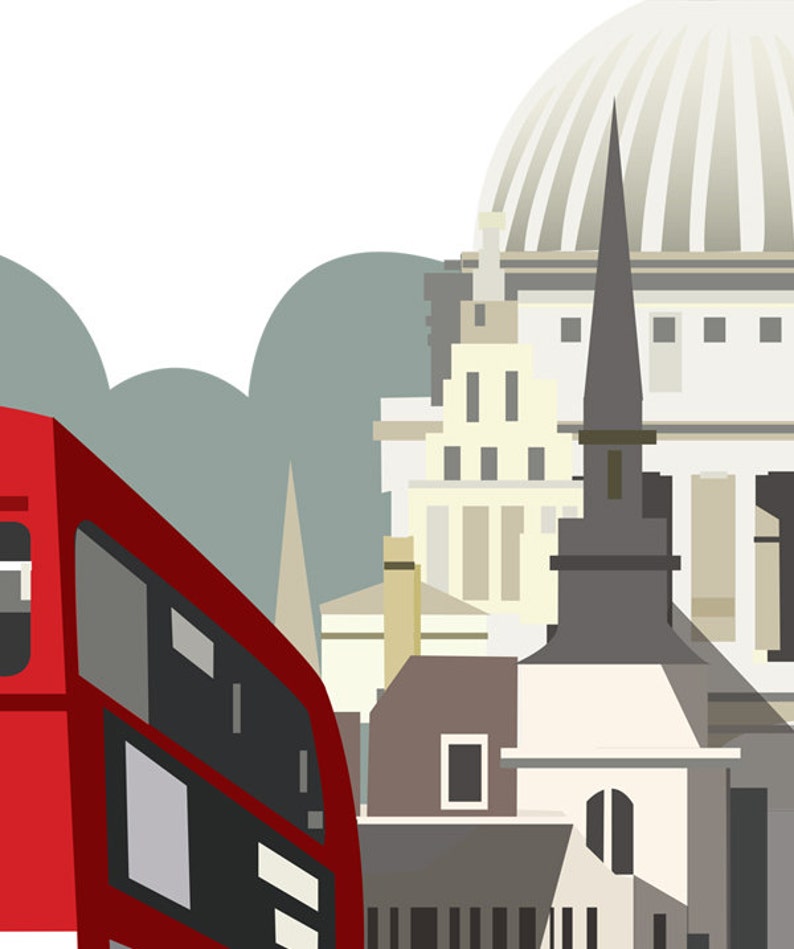 London Routemaster, Travel Poster Print, vintage London poster. image 2