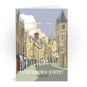 Cockburn Street, Edimburgo, Biglietto d'auguri, Illustrazione di Dave Thompson