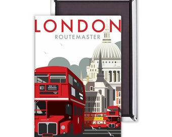 London Routemaster Magnet, Travel Art, London, Dave Thompson Illustration