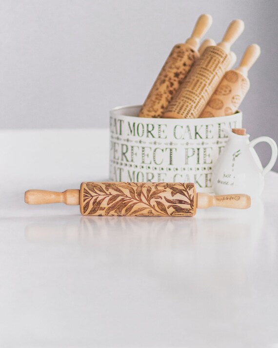 Embossed Rolling Pin Leaves Pattern Decorative Roller Etsy