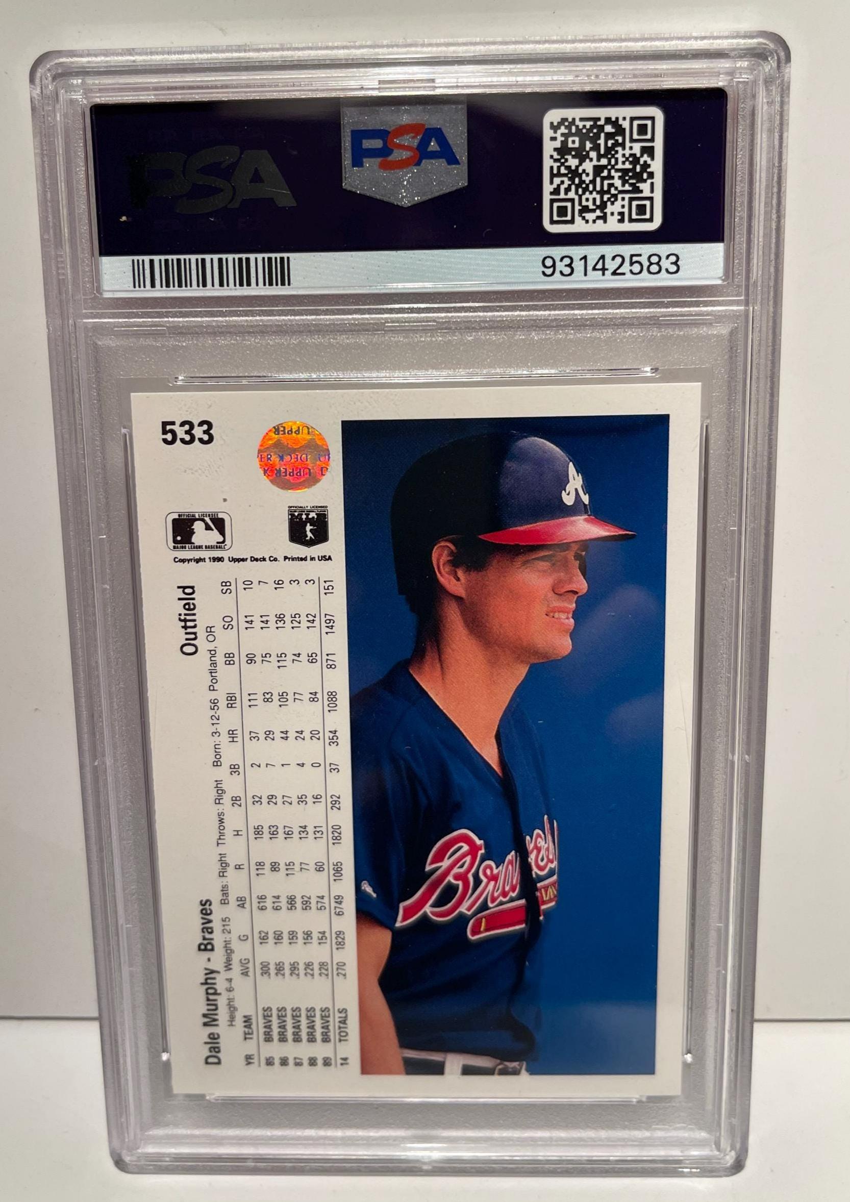 1990 Upper Deck Dale Murphy #533 PSA 10 Braves - Graded Encased - Etsy