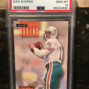 Dan Marino 1994 Skybox Impact Football Card- graded, authenticated, encased - PSA 10 Gem Mint! Miami Dolphins Legend