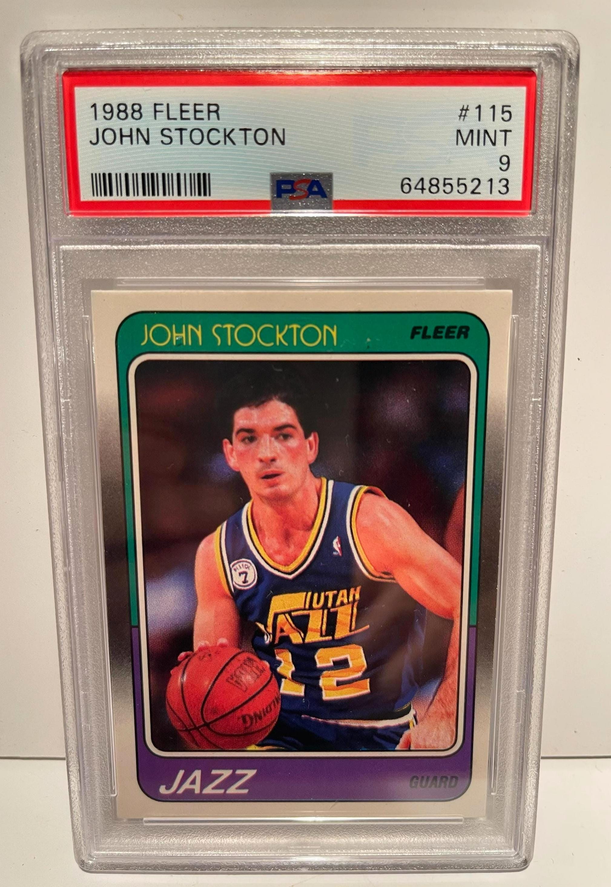 1988 Fleer Basketball John Stockton Rookie RC #115 PSA 9 Jazz Mint 