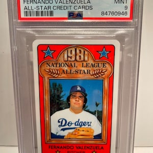 1981 Perma Graphics « All Star Credit Cards » Baseball Fernando Valenzuela Rookie Mint PSA 9 Legend RIP