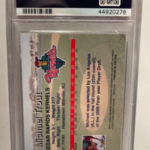 2010 Cedar Rapids Kernels Rising Alumni Mike Trout #3 PSA 10 Rookie Card Graded Encased image 2
