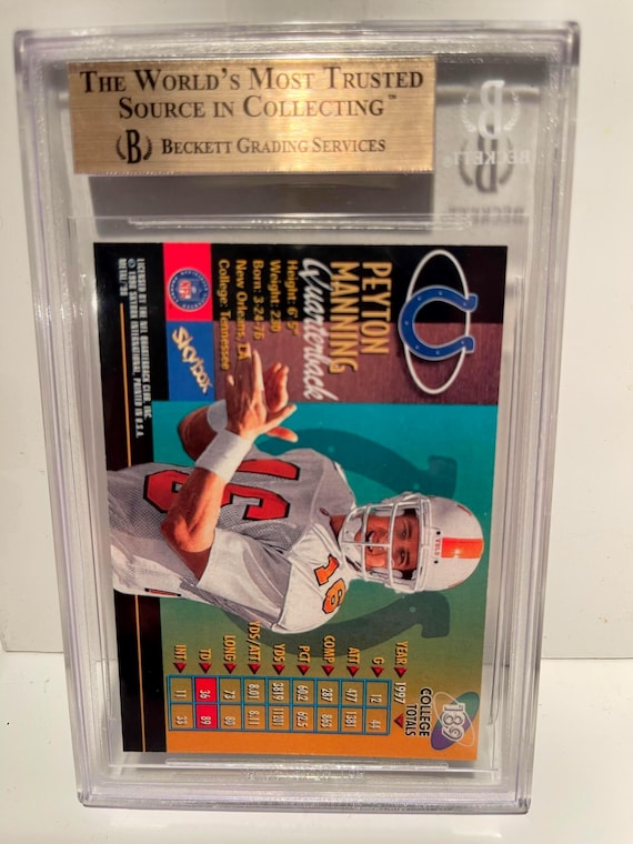 1998 Peyton Manning Rookie Skybox Metal Universe #189 Bgs 1998 Peyton Manning Rookie Skybox Metal Universe #189 Bgs