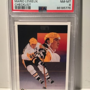 1990-91 Upper Deck Mario Lemieux Checklist #305 PSA 8