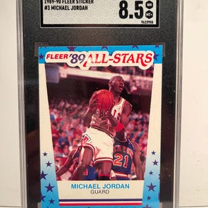 1989 Fleer Stickers Michael Jordan Chicago Bulls SGC 8.5! Hall of Famer Dunking!