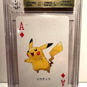 Pikachu Pokemon Playing Poker Card Fire Red Charizard Nintendo From Japan Beckett 9.5