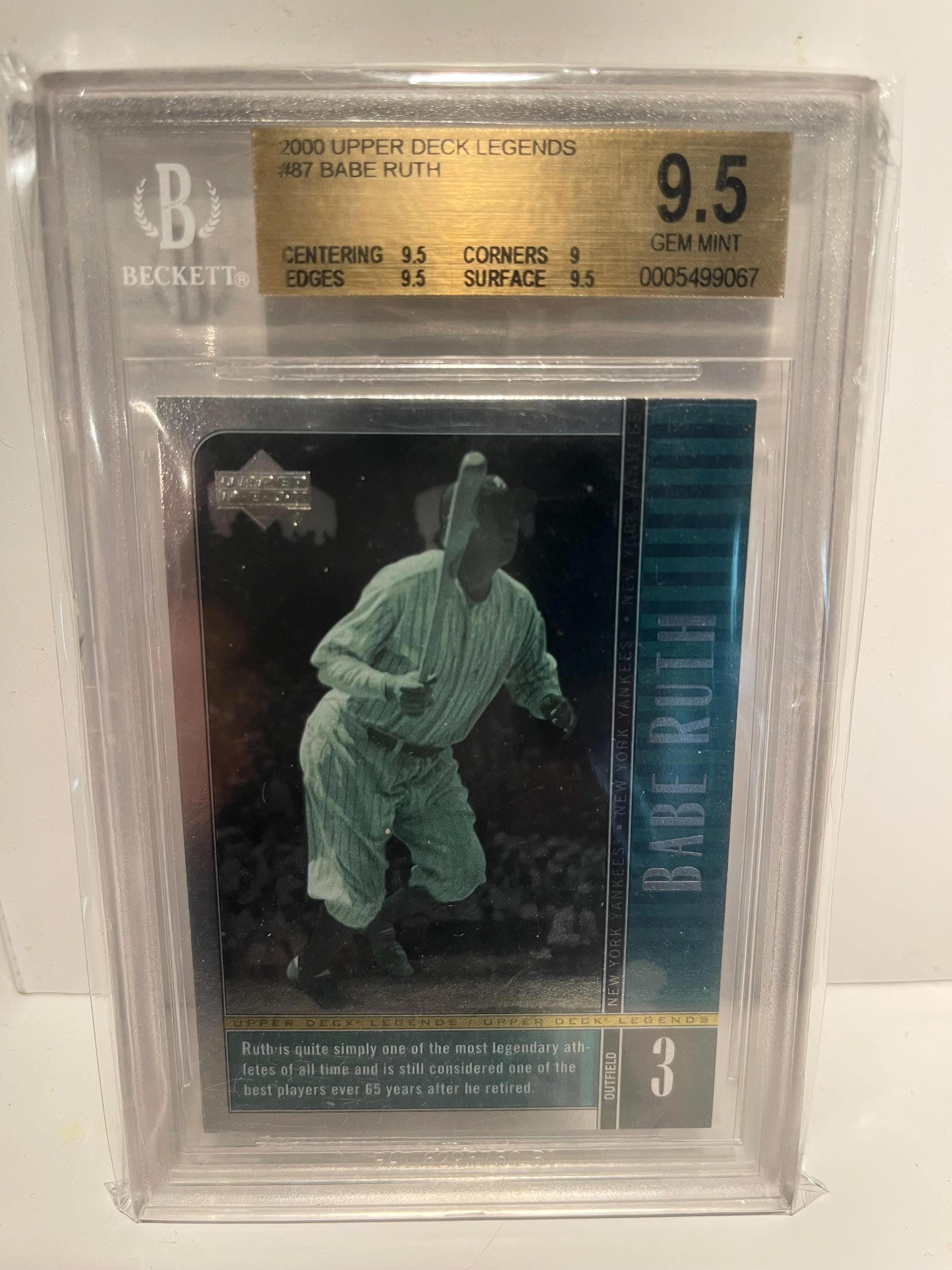 2000 Upper Deck Legends Babe Ruth #87 Yankees HOF BGS 9.5 - Graded